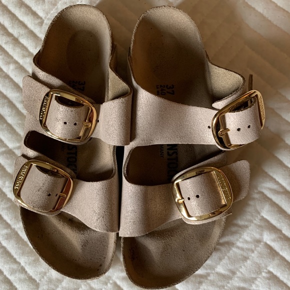 Birkenstock Shoes - Washed metallic rose Arizona birkenstocks
